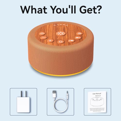 Sleep Sound Machine White Noise Machine with 30 Non Looping Sounds 12 Night light Colors with 5 Timers 36 Adjustable Volume Memory Function Brown Noise Machine for Baby kid Adult & Home Nursery Travel