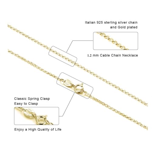 PINKPIN S925 Sterling Silver Necklace - Twisted Rope Chain with 1.2mm Thickness, Unisex Design, Italian Craftsmanship, Simple and Fashionable, Versatile Neckchain (16IN, Gold)