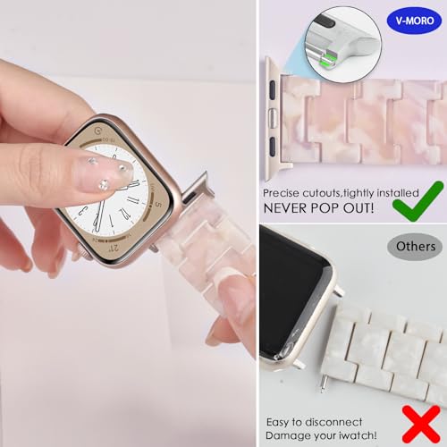 V-MORO Compatible iWatch Band Women Men- Fashion Resin iWatch Band Bracelet Metal Stainless Steel Rose Gold Buckle iWatch Series 3 Series 2 Sport&Edition 42mm/44mm