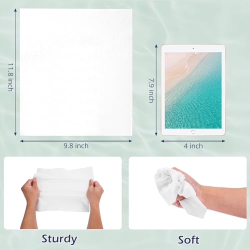 PureSoftness Disposable Face Towel, 100% Cotton, 80 Count, Extra Large 12" x 10", Soft Dry Wipe for Face Wash, Makeup Remover, Bio-Based Towelette for Sensitive Skin (1 Pack)