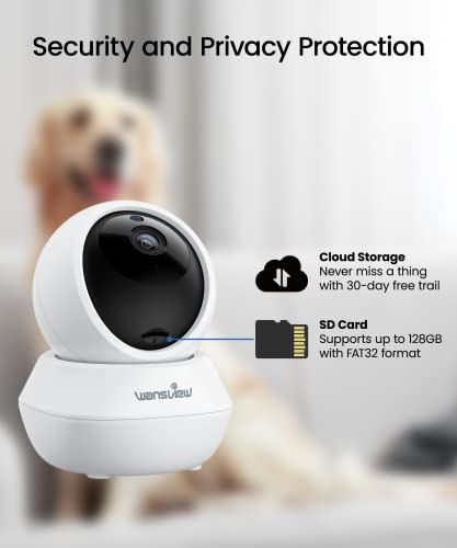 wansview Cameras for Home Security- 2K Indoor Camera, Motion Detection, Cat/Dog/Baby Camera with Pan Tilt, SD Card & Cloud Storage, Works with Alexa