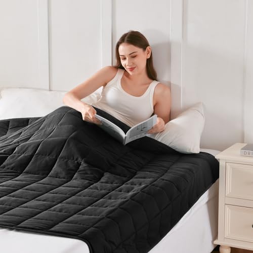 Topblan Weighted Blanket for Adults, Breathable Cooling Weighted Blanket, High Breathability Blanket 12lbs, Soft Material with Glass Beads for All Season, Sofa Bed, 48"x72" Twin Size, Black