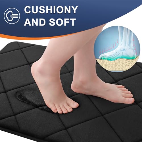 OLANLY Memory Foam Bath Mat 30x20, Ultra Soft and Absorbent Bathroom Mat, Machine Washable Bathroom Rugs, Comfortable, Thick Bath Rugs Carpet for Bathroom Floor, Tub and Shower, Yellow