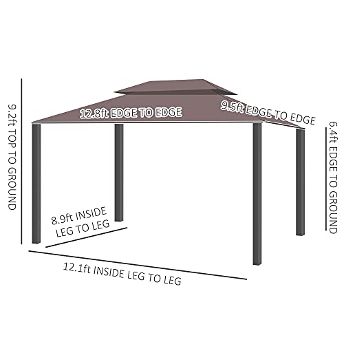 Outsunny 10' x 13' Patio Gazebo, Outdoor Gazebo Canopy Shelter with Netting and Curtains, Aluminum Frame for Garden, Lawn, Backyard and Deck, Gray