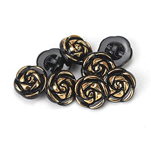 30 Pcs Acrylic Rose Flower Buttons Shirt Buttons Sewing Accessories DIY Crafts (Yellow-Green, 12.5mm)