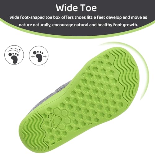 WateLves Toddler Little Kids Wide Barefoot Shoes The First Walking Shoes Girls Boys Breathable Zero Drop Minimalist Sneakers with Wide Toe Box Natural to Grow (Dark Gray, 32)
