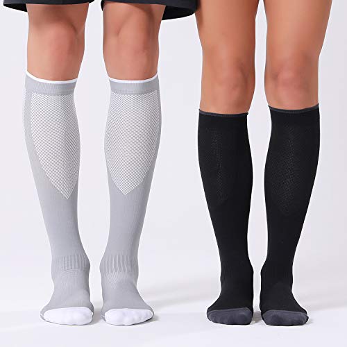 FITRELL 3 Pairs Compression Socks for Women and Men 20-30mmHg- Circulation and Muscle Support Socks for Travel, Running, Nurse, Knee High Socks, BLACK S/M