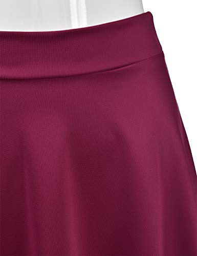 EIMIN Women's Basic Versatile Stretchy Flared Casual Midi Skater Skirt Navy M