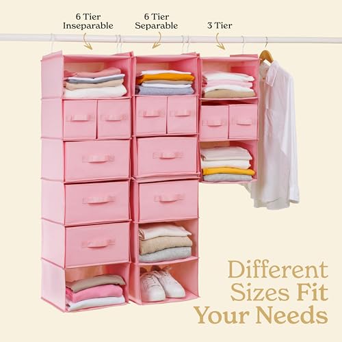 SMIRLY 6 Shelf Seperable Hanging Closet Organizer and Storage Shelves - Hanging Organizer for Closet, Hanging Shelves for Closet Organizers and Storage, Large Closet Organizer, Sweater Organizer
