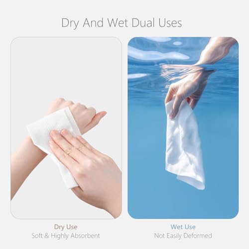 Vuacepe Face Towels Disposable Clean Face Towels, Cotton Makeup Remover Face Wipes, Disposable Large Facial Towels, Facial Cleansing Wipes for Sensitive Skin, Travel Hotel Essentials 50 Count (1 Pack)