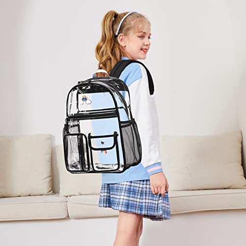 Lanola Student Kids Clear Bookbag Heavy Duty PVC Transparent Backpack Stadium Events See Through Backpacks For College Work Travel - Black
