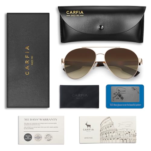 CARFIA Wide Temples Pilot Sunglasses for Men Polarized UV400 Protection Classic Trendy Style Eyewear CA5378