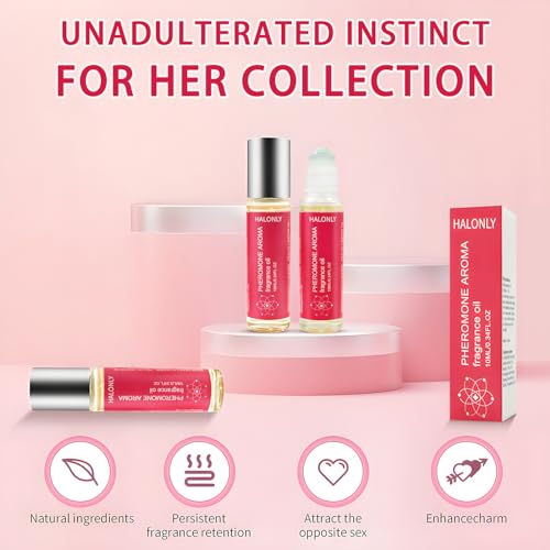 Halonly Roll-On Pheromone Perfume for Women, rollerball perfume, travel perfume, clean perfume Long-Lasting Pheromone-Infused Essential Oil - 0.34 fl.oz (10mL)
