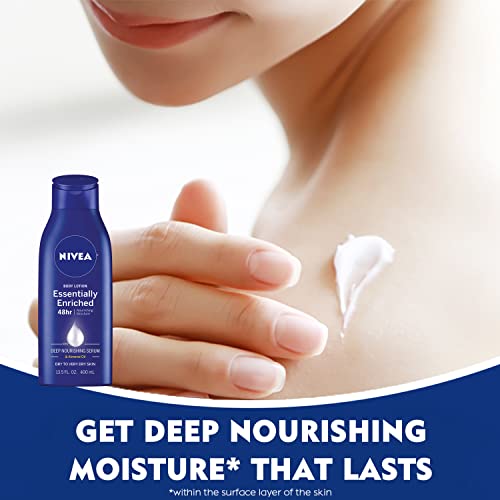 NIVEA Nourishing Moisture Collection Skin Care Set, Nourishing Care Body Wash, 20 Fl Oz Bottle + Body Lotion, 13.5 Fl Oz Bottle + Hand Cream, 2.6 Oz Tube + Moisture Lip Care Balm, 0.17 Oz Stick