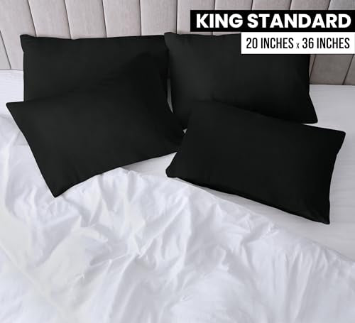 Utopia Bedding Queen Pillow Cases - 4 Pack - Envelope Closure - Soft Brushed Microfiber Fabric - Shrinkage and Fade Resistant Pillow Covers Queen Size 20 X 30 Inches (Queen, Black)