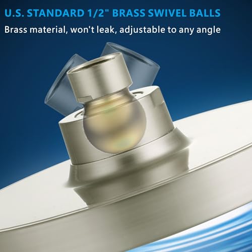 Nuodan High Pressure Rain Shower Head - High Flow Rainfall Showerhead - Luxury Modern Look - Pressure Boosting Bathroom Shower Heads (6 inches, Brushed Nickel)