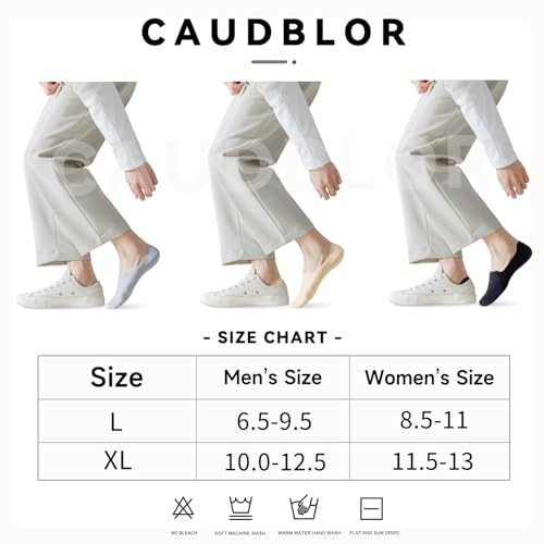 Caudblor Men Thin No Show Socks for Loafer, Invisible Low Cut Liners No See Non Slip Sock 6 Pairs