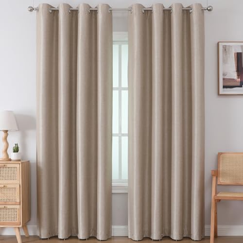 Airwill Blackout Curtains, Set of 2 Window Curtain Panels, Grommet Curtains for Living Room Bedroom Window - Thermal Insulated and Room Darkening (W52 x L45 Inch, 2 Panels, Camel)
