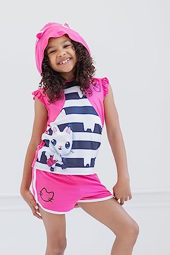 DREAMWORKS GABBY'S DOLLHOUSE Pandy Paws Toddler Girls Hooded Tank Top and Dolphin Shorts Outfit Set Multicolor/Pink 2T