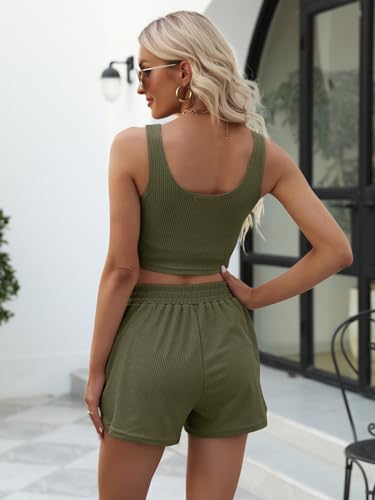 Trendy Queen 2 Piece Lounge Sets Women Summer Outfits Fashion Matching Beach Set 2024 Comfy Workout Set Fashion Spring Clothes Tracksuits Trendy White M