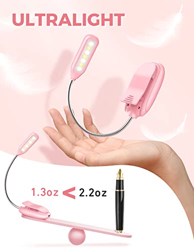 Monotremp Book Lights for Reading at Night in Bed, 80 Hours Runtime LED Book Light Rechargeable, 3 Brightness Levels × 3 Color Temperatures, 1.3 oz Lightweight Reading Lights for Books in Bed