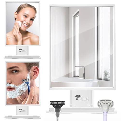 ToiletTree Products Travel Shaving Mirror for Shower Fogless with Squeegee and Travel Bag