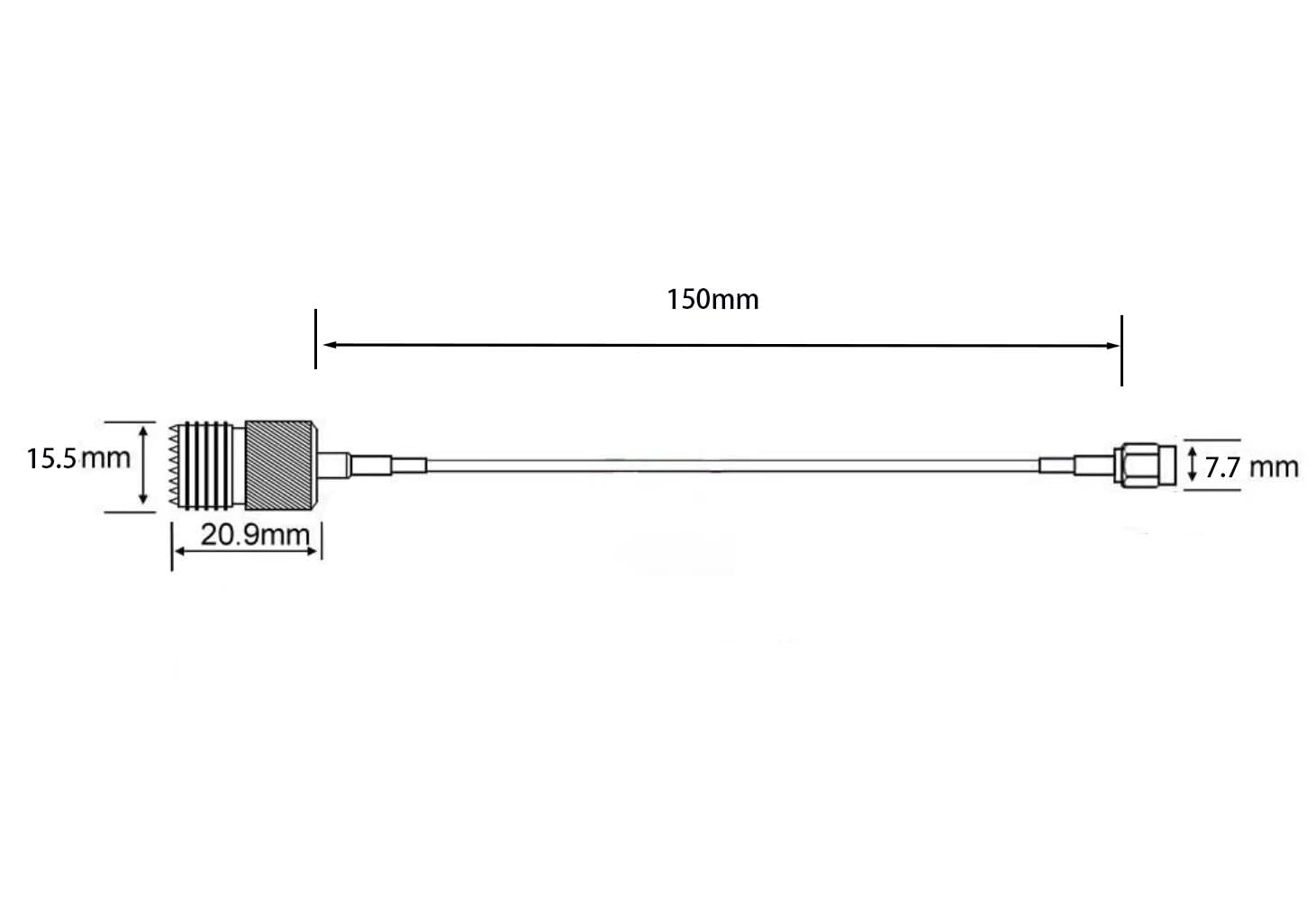 DHT Electronics Handheld Antenna Cable SMA male to UHF SO-239 Female Connectors 6'' Pack of 2