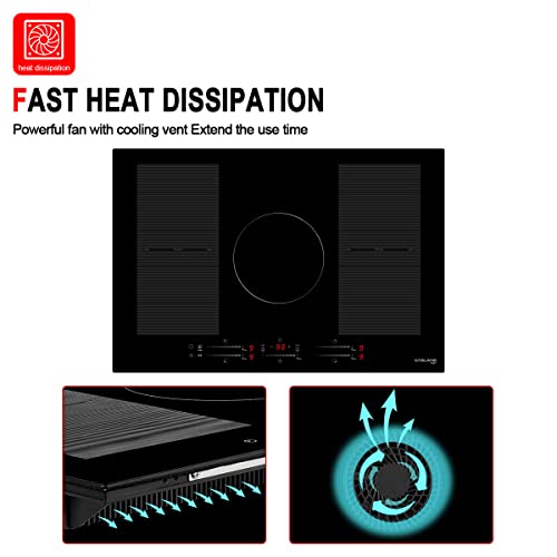GASLAND Chef 30 Inch Induction Cooktop 5 Burners with Griddle, Rectangular 2-in-1 Cast Iron Grill Pan, Non-Stick & Non-Rust Coating,Built-in Electric Cooktop with Sensor Touch Control, Safety Lock