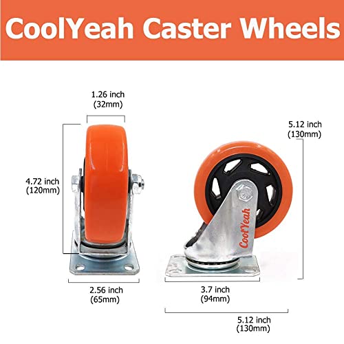 CoolYeah 4 inch Caster Wheels with Brake (Set of 4)