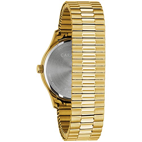 Caravelle by Bulova Men's Traditional Gold Tone Stainless Steel 3-Hand Date Quartz Watch with Expansion Band,40mm Style: 44B126