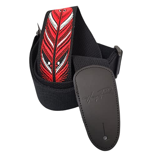 Henry Heller Guitar Strap (HDH-01), Black - Feather Design