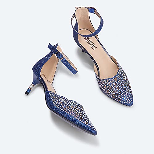 IDIFU Women's IN2 Candice Wedding Rhinestones Sequins Low Kitten Heels Pumps Dress Evening Shoes for Women Bridal Bride(5.5, Gold Glitter)