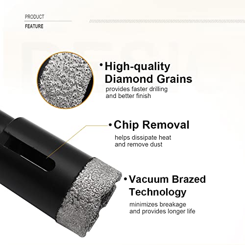 SHDIATOOL Diamond Drill Core Bits Set for Porcelain Hole Saw Cutter for Tile Marble Ceramic Granite Bricks Used for Angle Grinder Hand Drill Kit 5/8 inch-11 13pieces