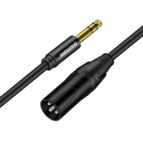 DREMAKE 3 Foot TRS Stereo 6.35mm 1/4 Inch to XLR Balanced Mic Cable Male to Male Audio Patch Cord for Speakers, Amplifier