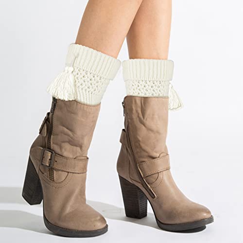 Hicdaw 2Pairs Boot Cuffs for Women Lolita Leg Warmers Short Ankle Warmers Gothic Knitted Boot Socks Covers Boot Toppers