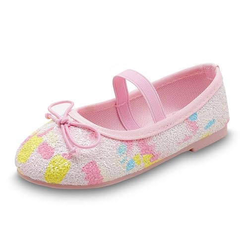 ADAMUMU Sparkly Girls Dress Up Shoes - Princess Mary Jane School Uniform Dress Shoes in Performance, Prom and Graduation - Glitter Blue, 1M Big Kid