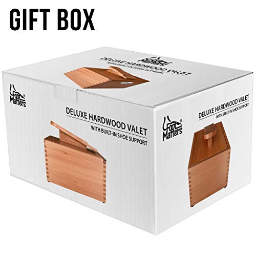 FOOTMATTERS Professional Shoe Shine Valet Kit - Includes Hardwood Boot & Shoe Care Box, Horsehair Brush, Mink Oil, Waterproof, Polish, Leather Lotion