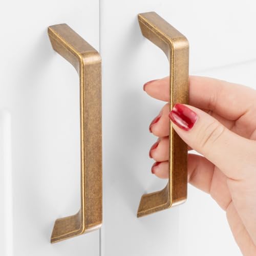 ASKANO 10 Pack 5 inch Hole Centers, Antique Iron Cabinet Pulls Antique Silver Cabinet Handles Vintage Iron Kitchen Hardware for Cabinets ZP2210 Drawer Bedroom Dresser Bathroom Vanity Cupboard