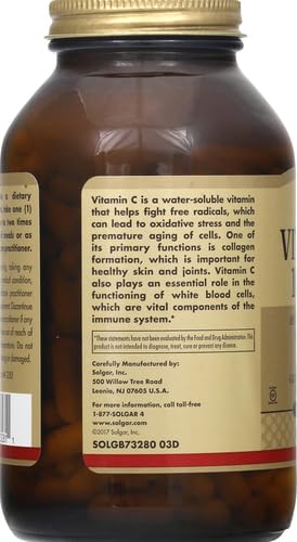 Solgar Vitamin C 1000 mg, 250 Vegetable Capsules - Antioxidant & Immune Support - Overall Health - Healthy Skin & Joints - Bioflavonoids Supplement - Non GMO, Vegan, Gluten Free, Kosher - 250 Servings