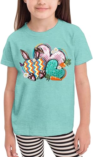 Toddler Easter Shirt Cute Bunny Rabbit Graphic T-Shirt Just a Girl Who Loves Bunnies Letter Print Tee Tops
