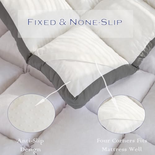 WhatsBedding 3 Inch Memory Foam Mattress Topper Full Size Memory Foam Filled Bamboo Cooling Fluffy & Soft 100% Air Fabirc Top Pillow Top, Anti-Slip Bottom, 4 Elastic Straps, 75x54x3 Inch, Full
