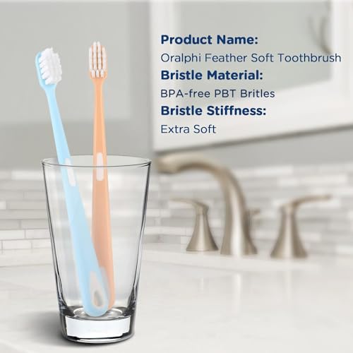 Oralphi Extra Soft Toothbrush for Sensitive Gums, Wide Head Soft Bristle Toothbrush with 10000 Soft Flossing Micro Nano Bristles for Adults, Pregnant Women, Elderly, Braces with 2 Travel Case(4 Pack)