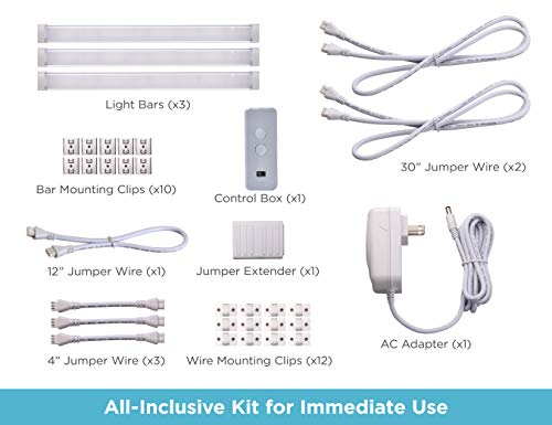 BLACK+DECKER Compatible with Alexa Smart LED Under Cabinet Lighting Kit, Motion Sensor, Dimmable & 108" Jumper Wire Accessory for Under Cabinet Lighting Kits