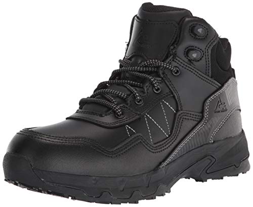 Shoes for Crews Piston Low, Men's, Women's, Unisex Soft Toe Slip Resistant Work Shoes, Water Resistant, Black, Men's 7.5 / Women's 9 Wide