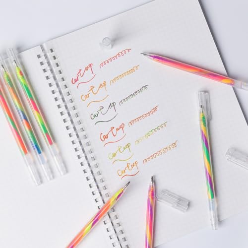 LIULIUCAI 12 Pack Mixing of 3 Colors Rainbow Gel Pens Color Changing Ballpoint Pen Glitter Pen Set for Adults Coloring Books Drawing Doodling Scrapbooking Notes