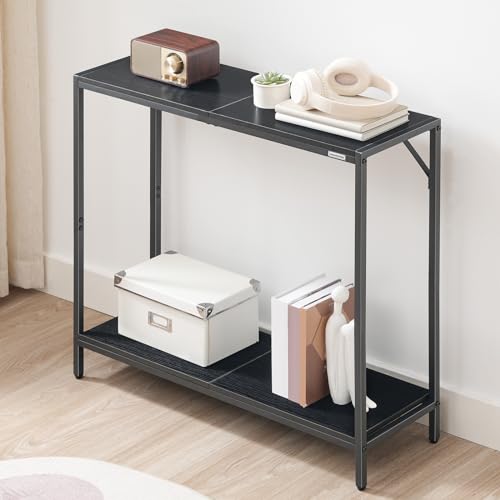 MAHANCRIS Console Table, 2-Tier Entrance Table, Behind Sofa Table, Industrial Style, Sturdy and Stable, for Living Room, Entryway, Foyer, Corridor, Office, Black CTHB27601