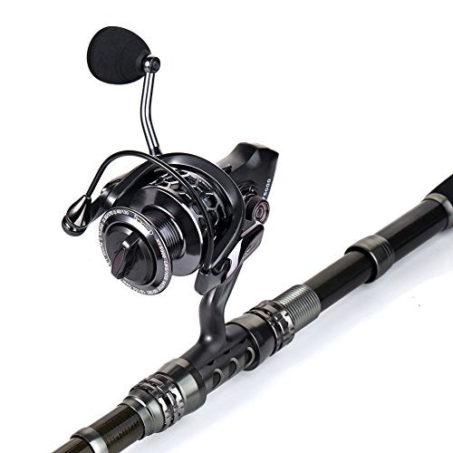 Sougayilang Telescopic Fishing Rod Reel Combos with Carbon Fiber Fishing Pole Spinning Reels and Fishing Accessories for Travel Ocean Saltwater Freshwater Fishing(1.8M/5.91FT)