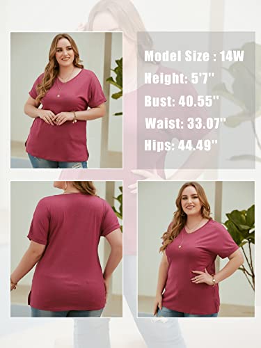 Plus Size Oversized Shirts for Women Casual V Neck Basic Tops XL Blue 14W