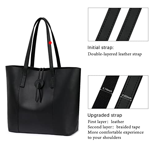 S-ZONE Vintage Genuine Leather Tote Bag for Women Large Shoulder Purse Handbag