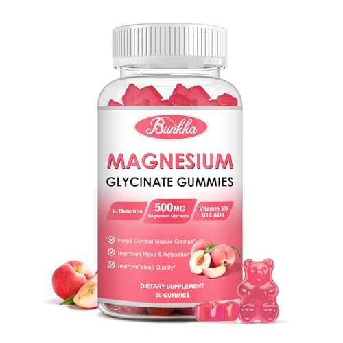 (2 Pack) Magnesium Glycinate Gummies-Magnesium Glycinate 500mg, Magnesium Complex Supplement with Potassium, VitaminD, B6 for Calm, Sleep&Stress Relief-Sugar Free, 120 Peach Magnesium Gummies